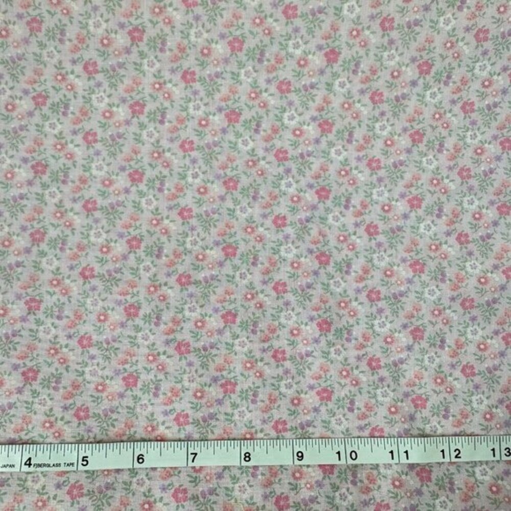 Pink + Purple Floral Vtg Fabric 63" x 45" 1.5 Yard Spring Industries Semi Sheer